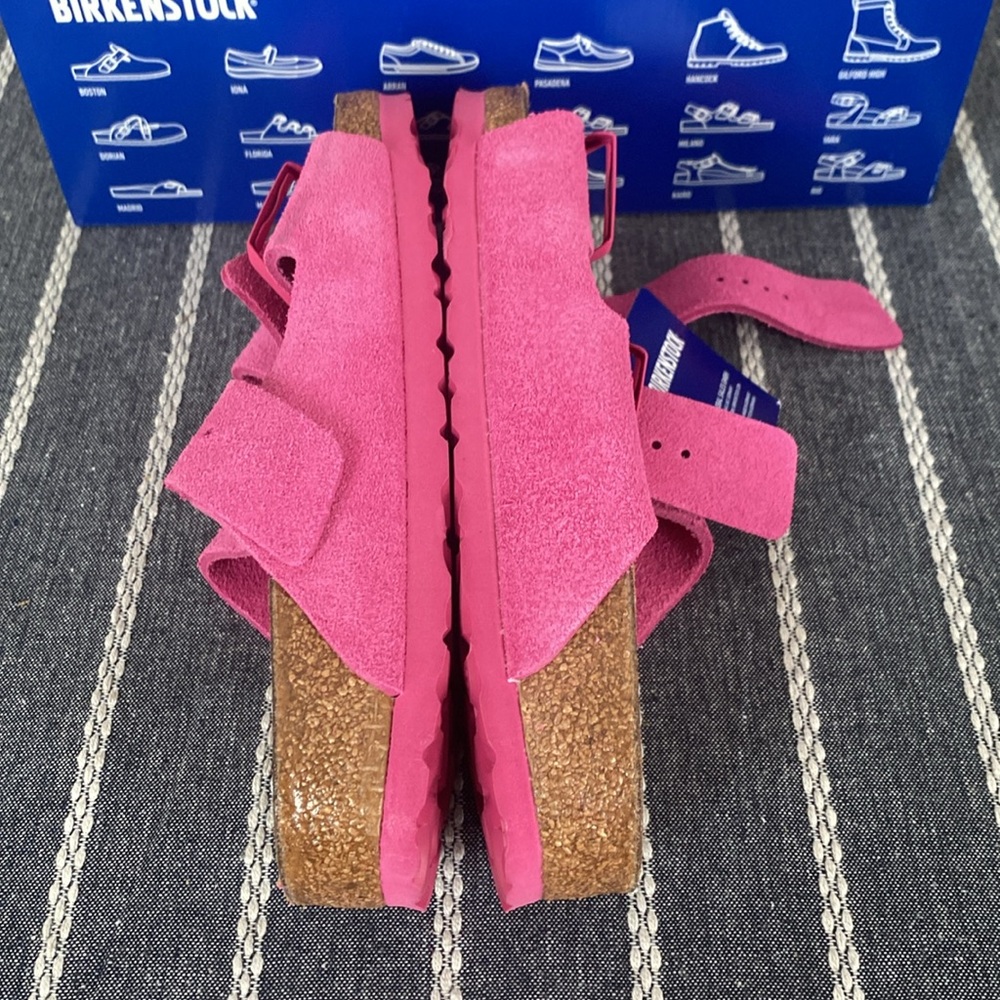 Birkenstock Arizona womens Fuchsia tulip narrow fit US7 LB - Picture 3 of 4
